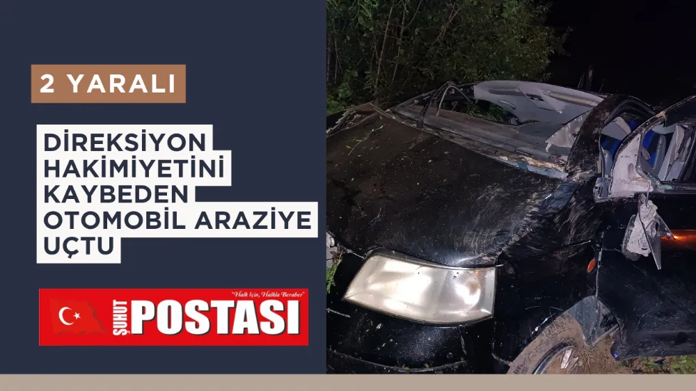 Direksiyon hakimiyetini kaybeden otomobil araziye uçtu